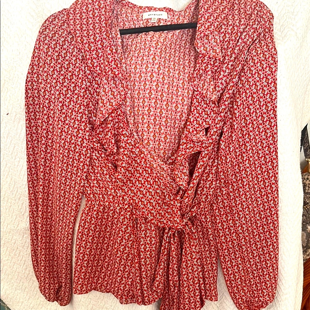 Max Studio Red Floral Women's Top